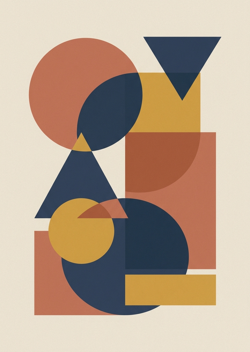 Bauhaus i varma jordfärger – AI-poster