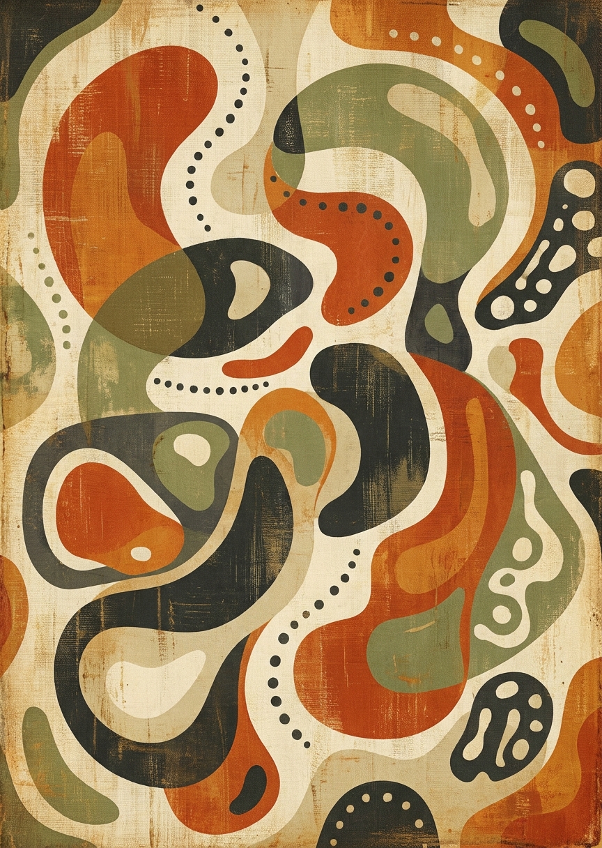 Retro abstrakt i bränd orange – AI-poster