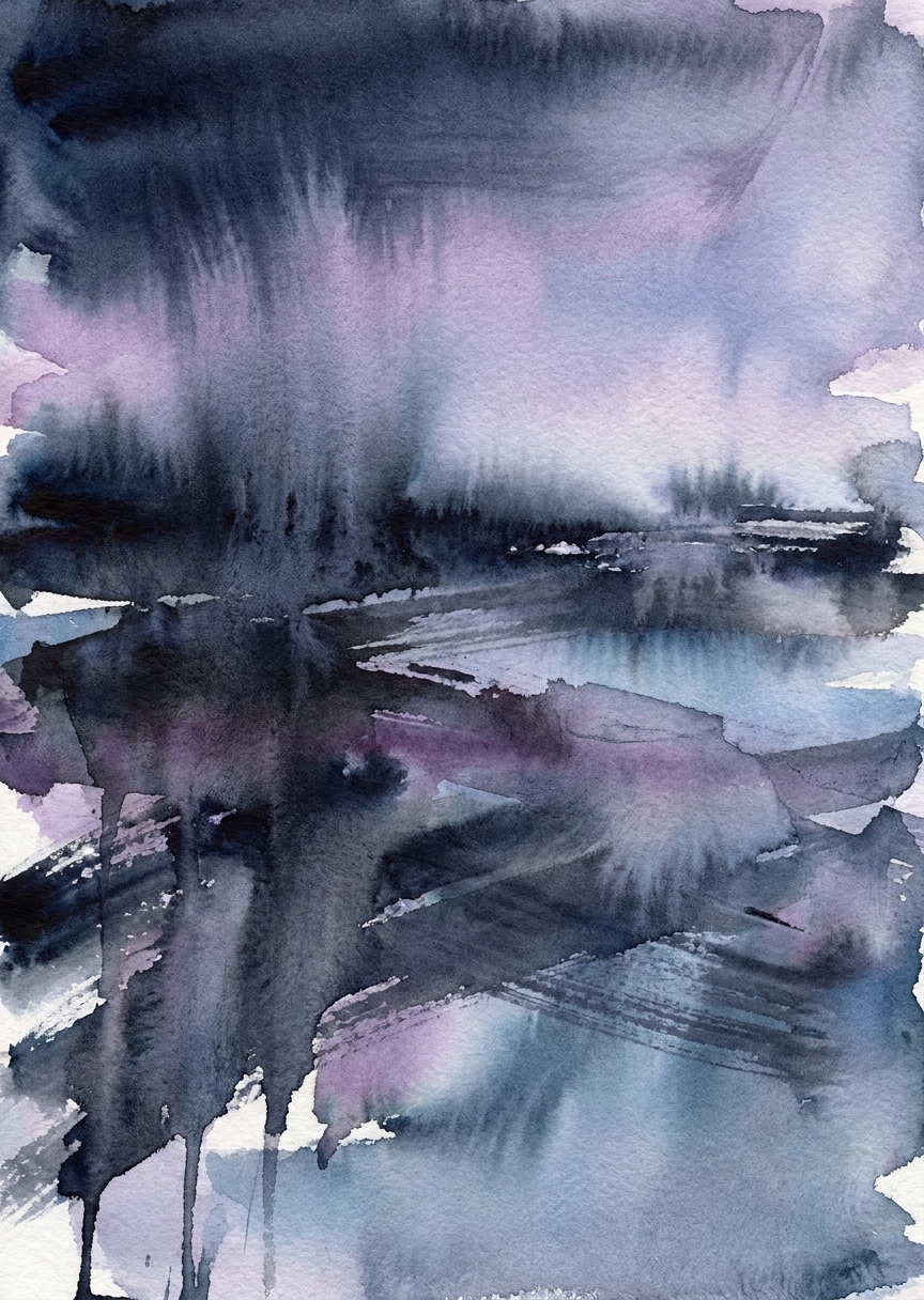 Expressiv akvarell i indigo – AI-poster