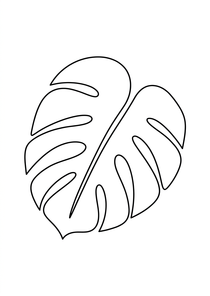 Monstera i linjekonst – AI-poster