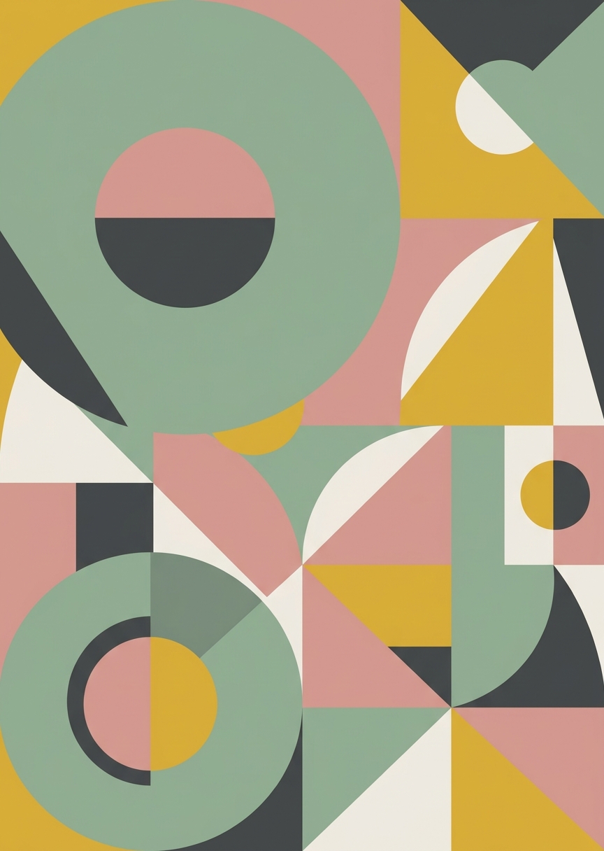 Abstrakt Bauhaus i dova – AI-poster