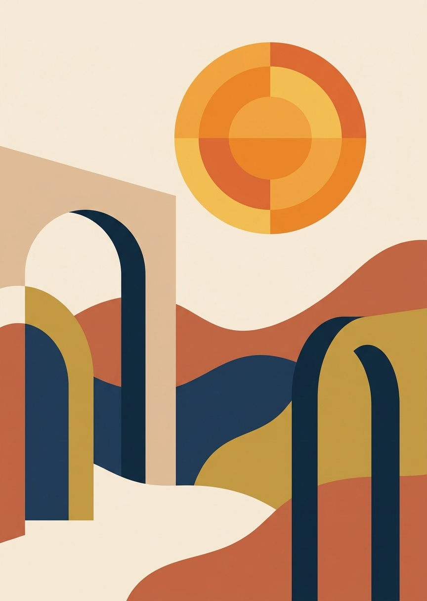 Minimalistisk MCM med valv och – AI-poster