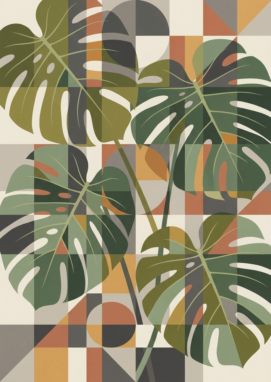 Geometrisk monstera i – AI-poster