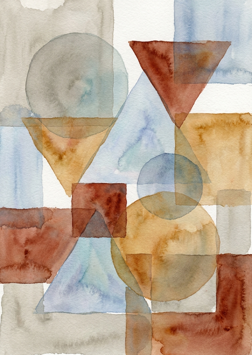 Akvarell-geometri i – AI-poster