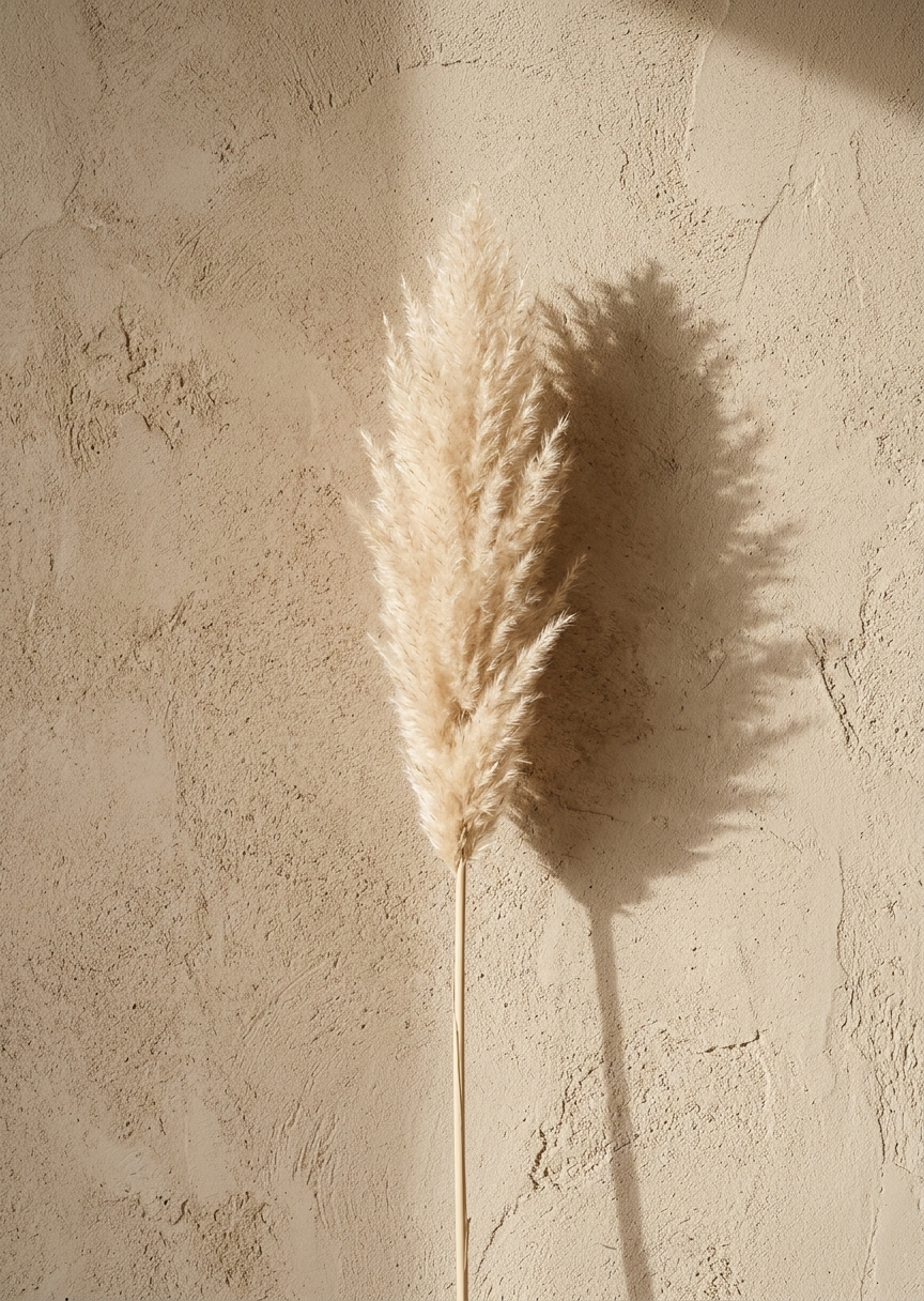 Pampasgräs mot rustik beige – AI-poster