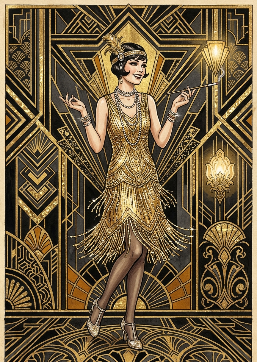 Vintage art deco-illustration – AI-poster