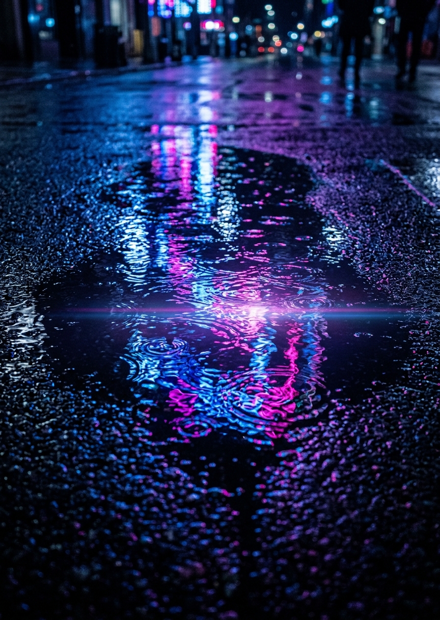 Abstrakta neonreflektioner i – AI-poster