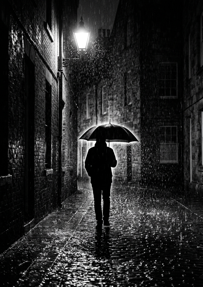 Svartvit film noir-fotografi i – AI-poster