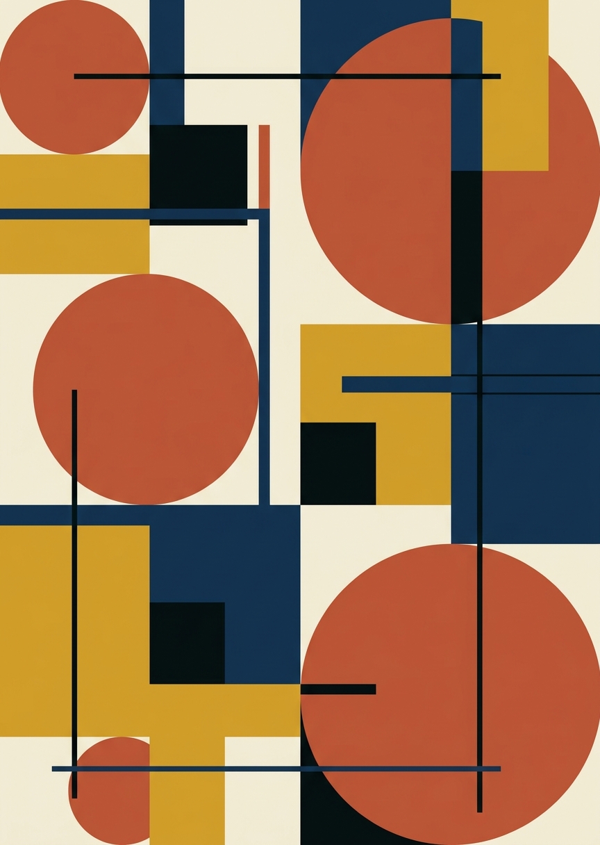 Geometrisk Bauhaus-abstrakt – AI-poster