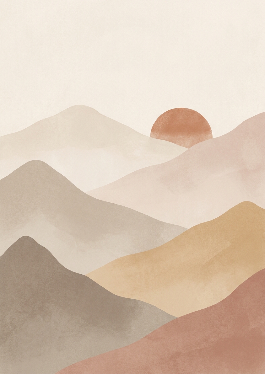 Minimalistiskt bergslandskap – AI-poster