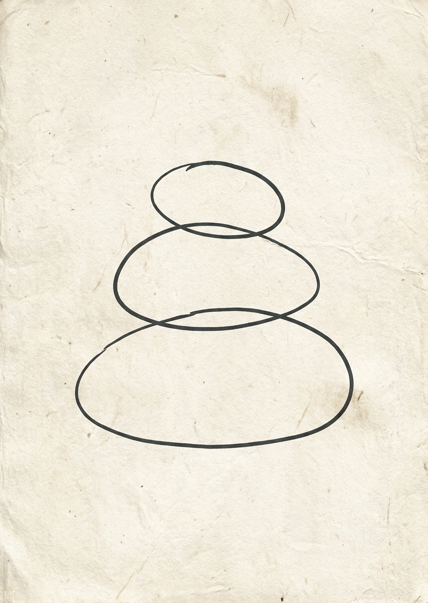 Line art av zen-stenar – AI-poster