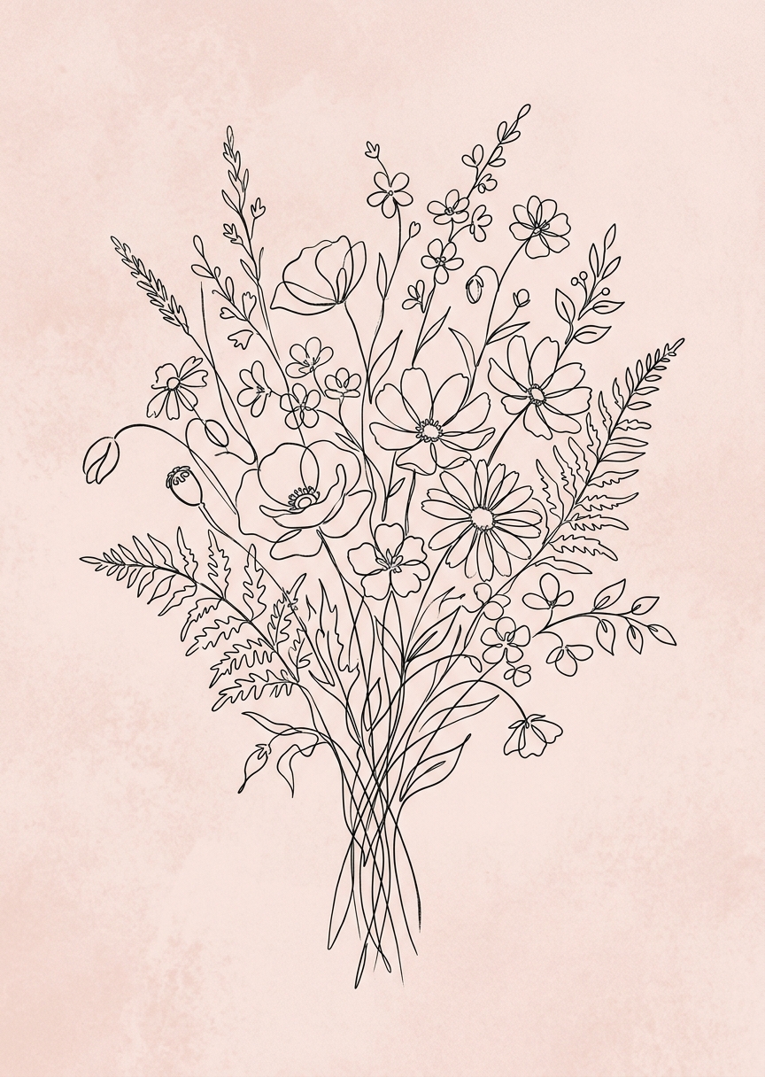 Bukett av vildblommor i – AI-poster