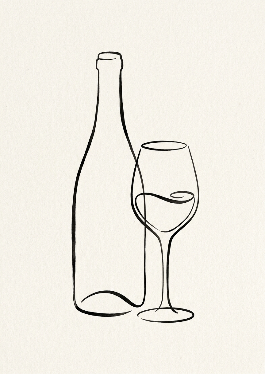 Vinglas i minimalistisk stil – AI-poster