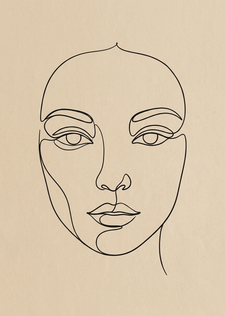 Minimalistisk linjekonst på – AI-poster
