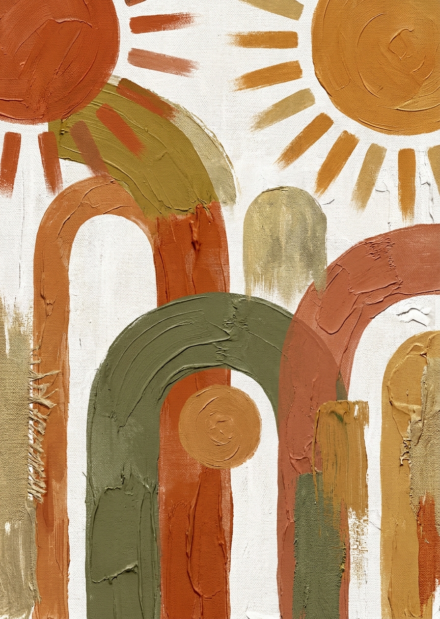 Boho-valv i bränd orange och – AI-poster