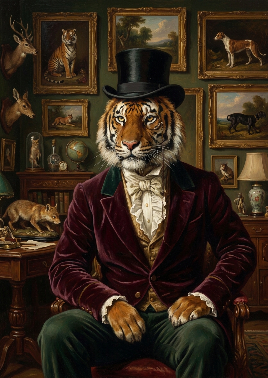 Aristokratisk tiger i – AI-poster