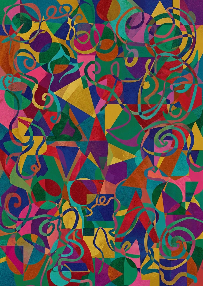 Färgstark abstrakt geometri i – AI-poster