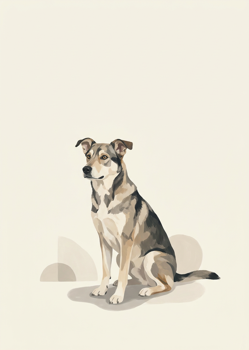 Minimalistiskt hundporträtt i – AI-poster