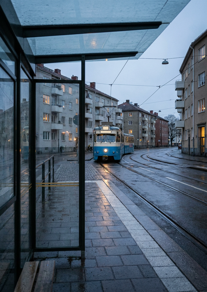 Hållplatsen på vägen hem – AI-poster