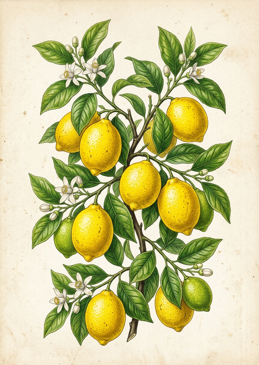 Vintage citronträd – AI-poster