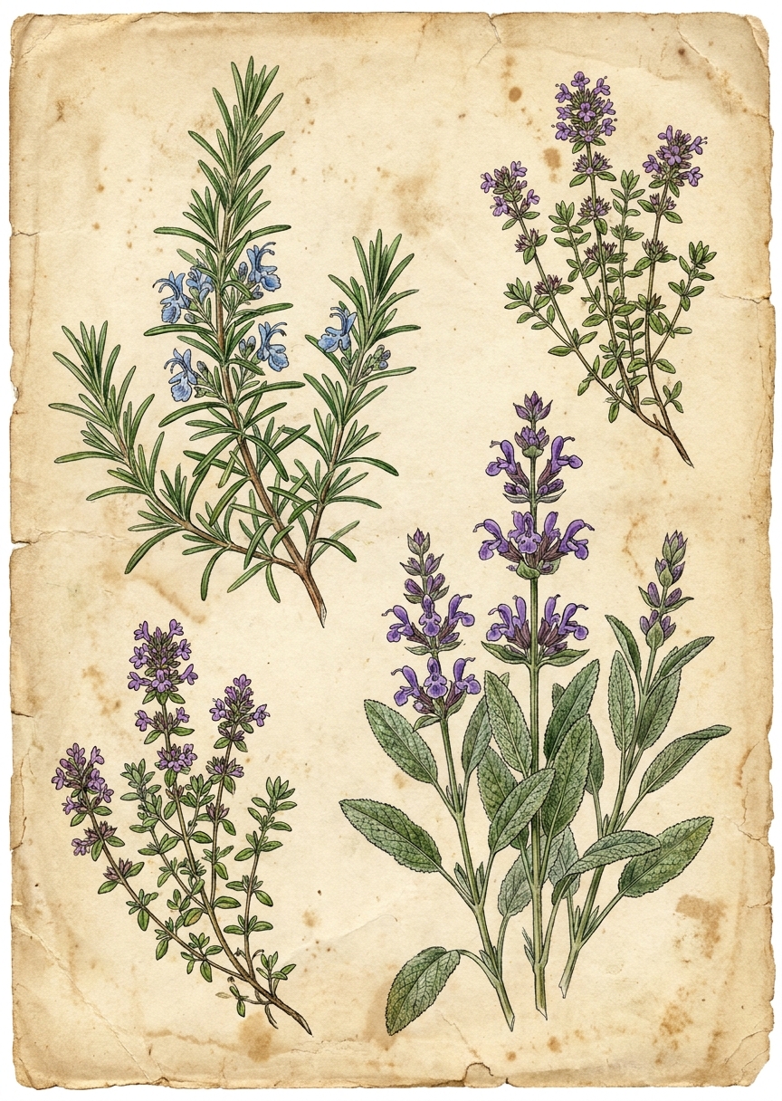 Vintage botanisk illustration – AI-poster
