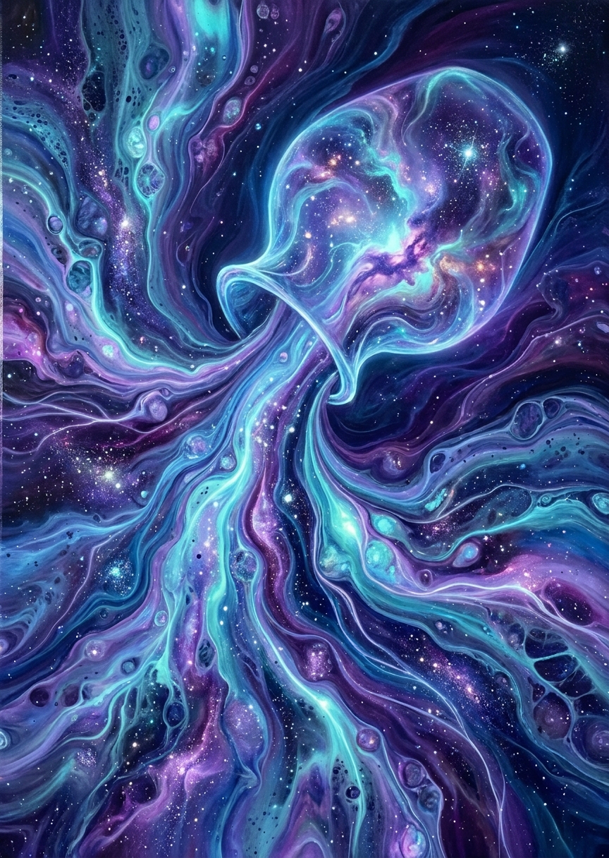 Abstrakt kosmisk vattenkonst – AI-poster