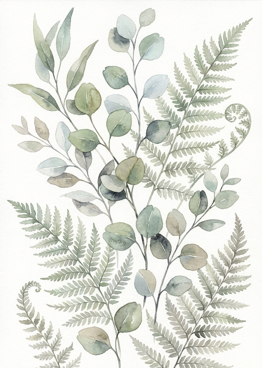 Akvarell eukalyptus och – AI-poster