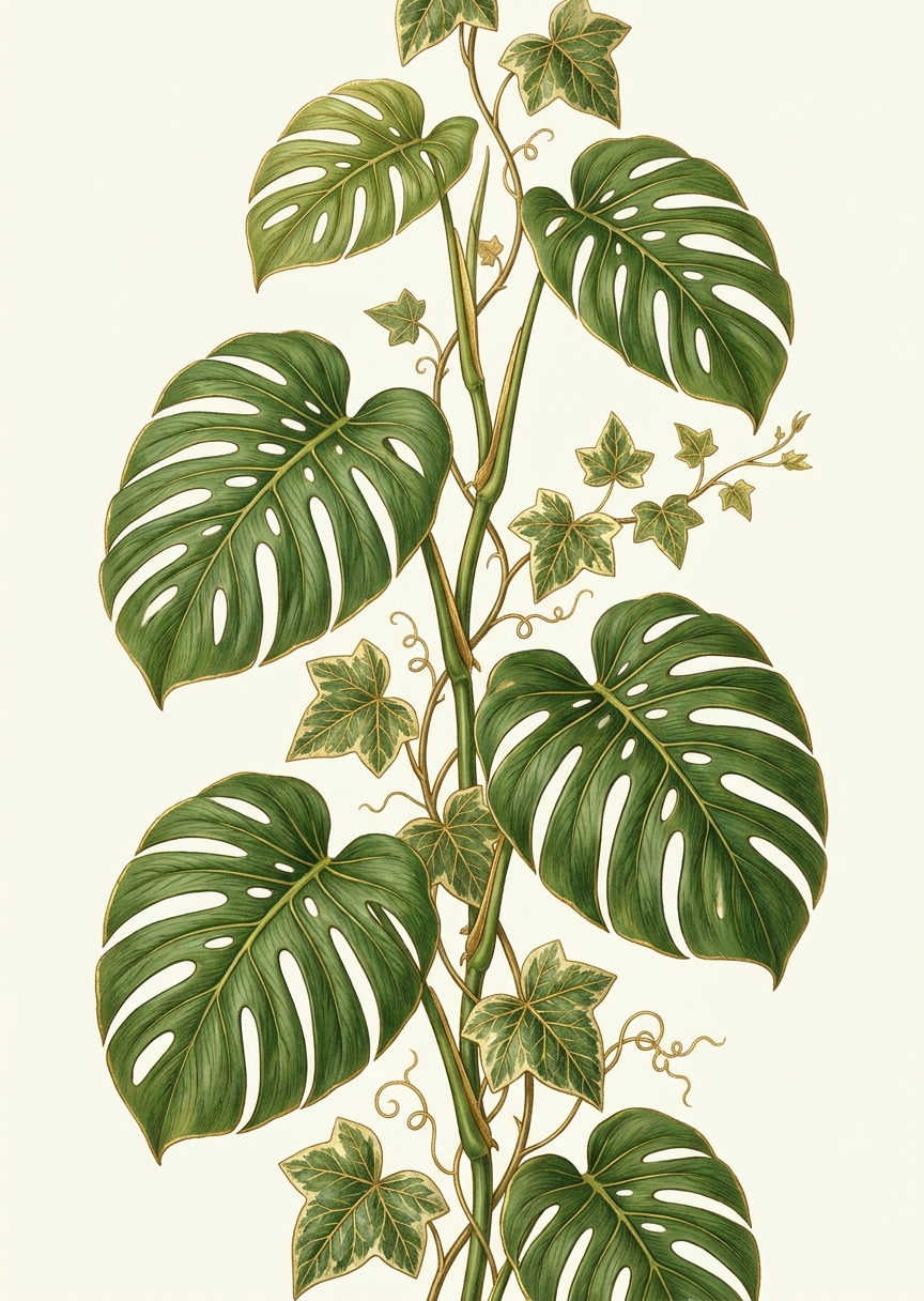 Klättrande botanisk växt i – AI-poster
