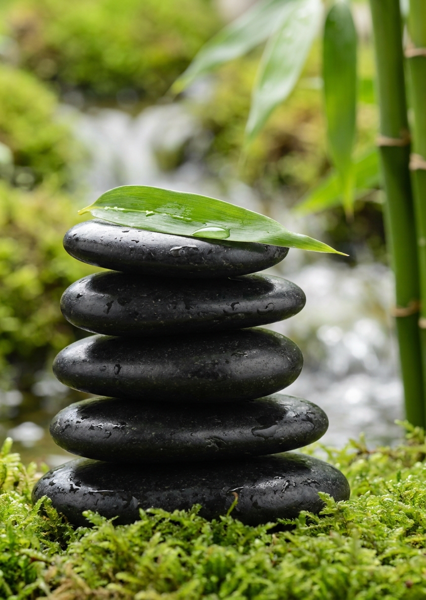 Balanserande zen-stenar – AI-poster