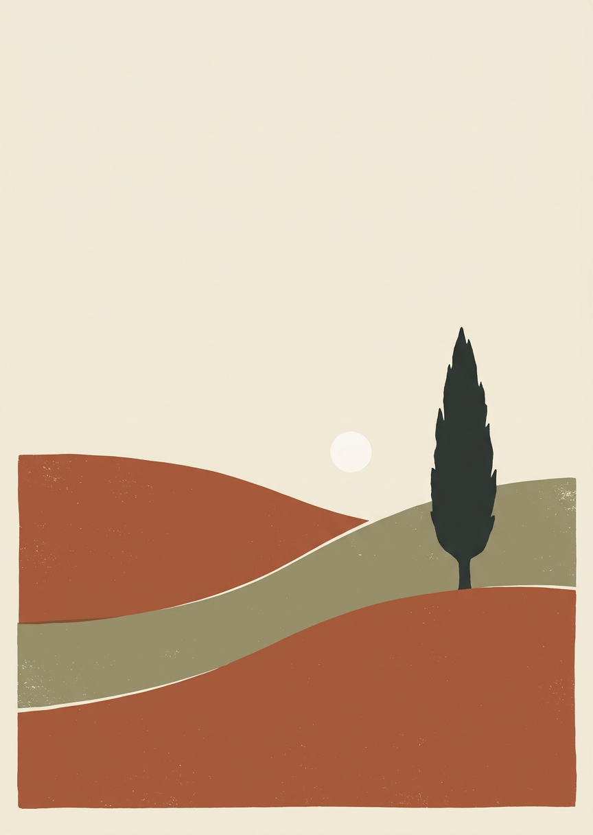 Ett förenklat vintagelandskap – AI-poster