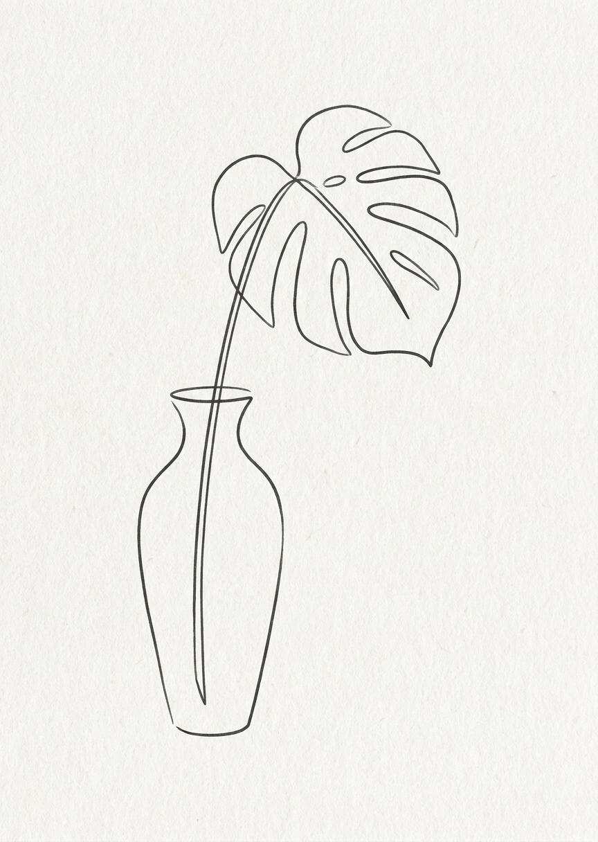 Enkel line art med vas och – AI-poster