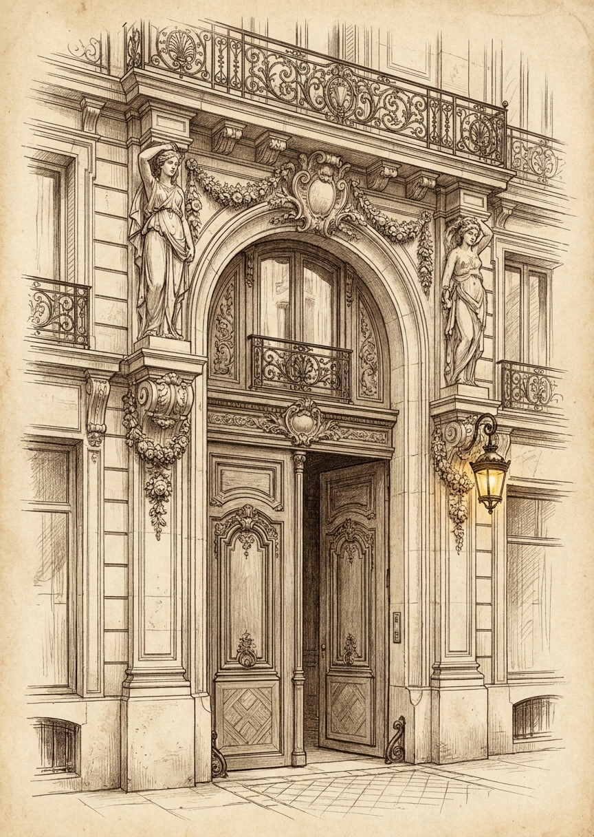 Vintage skiss av en parisisk – AI-poster