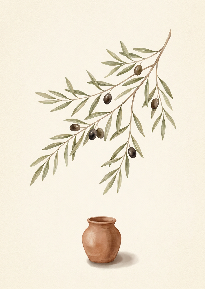 Till beige soffa: olivkvist i – AI-poster
