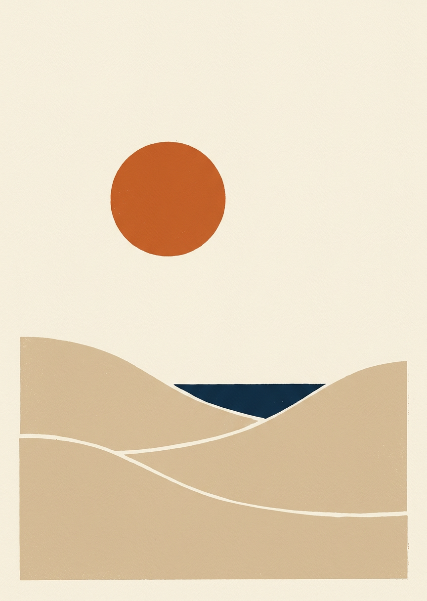 Minimalistisk retrokust i – AI-poster