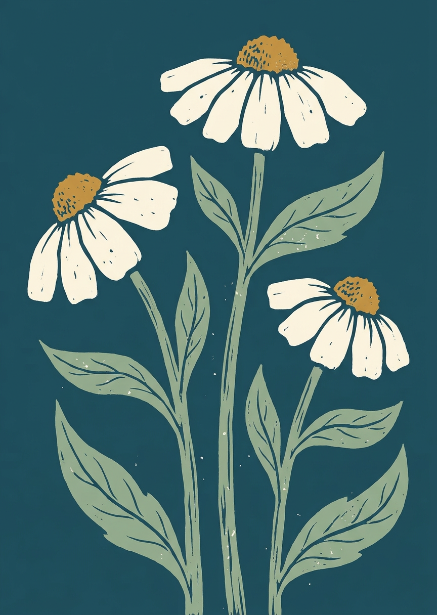Grafiska ängsblommor på – AI-poster