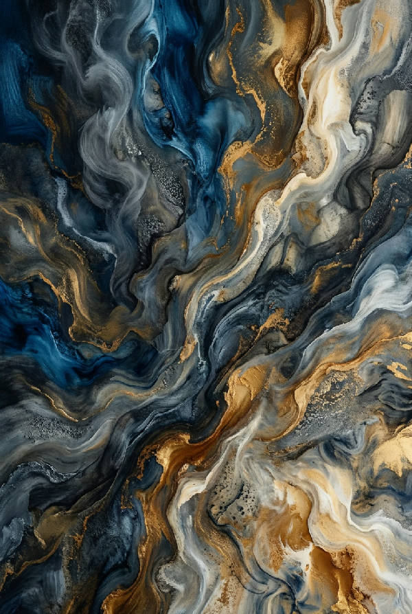 Närbild av ett abstrakt svartvitt mönster med fotorealistiska texturer och djupa skuggor i porträttformat