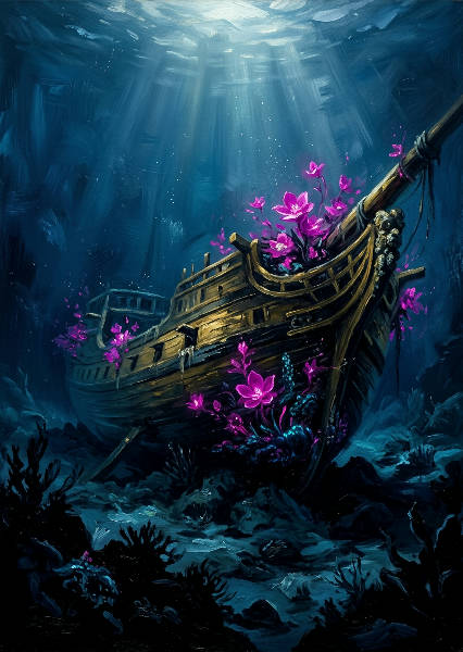Moody oil painting with – AI-poster