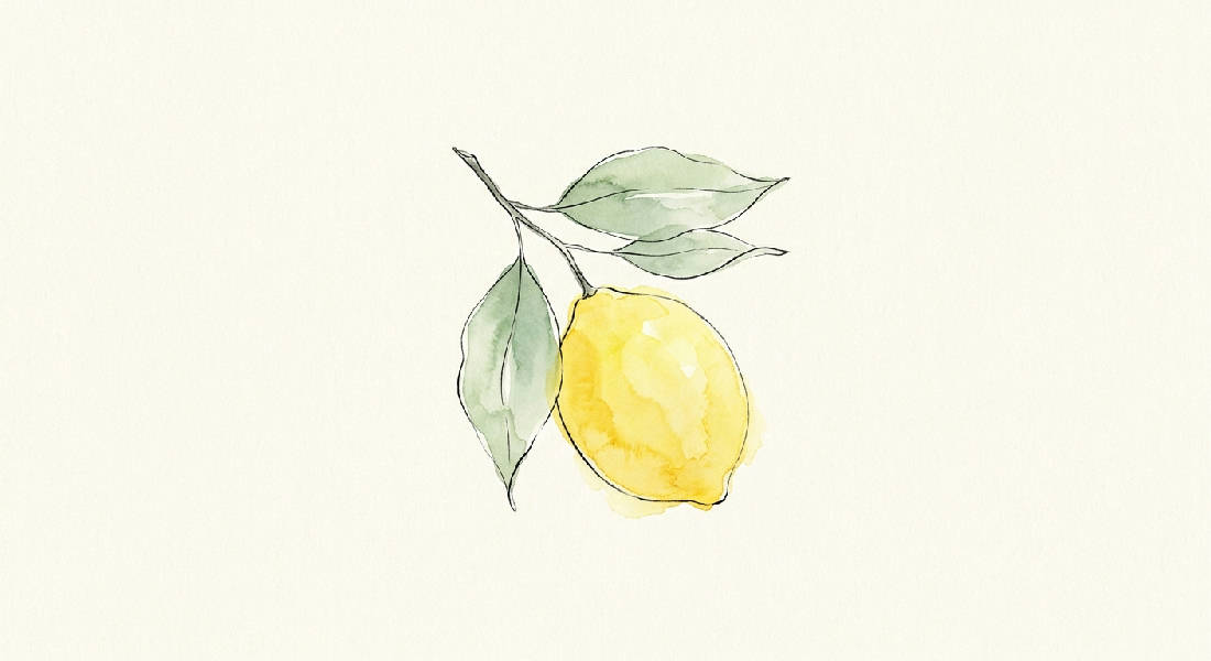 Minimalistisk Citron Tavla i Akvarell