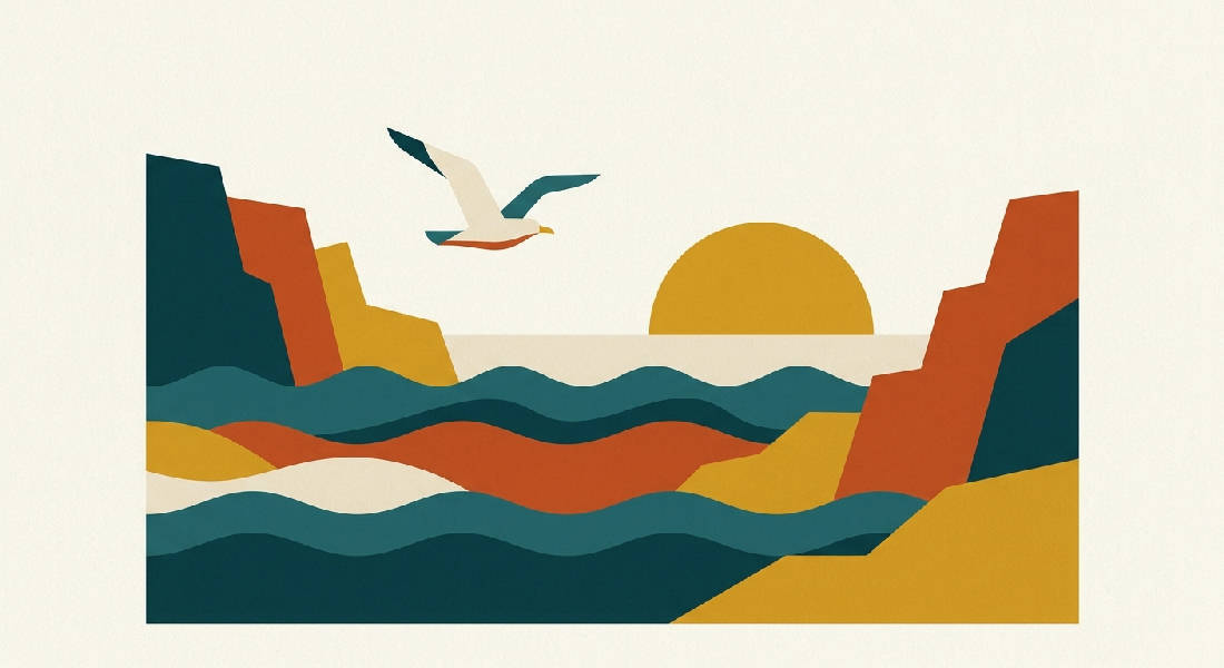 Retro Skärgård Poster - Abstrakt Kustlandskap