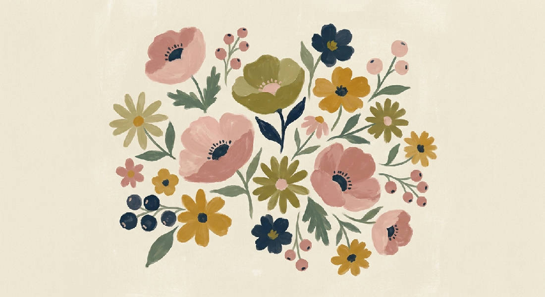 Retro Blommor Poster | 70-tals Skandinavisk