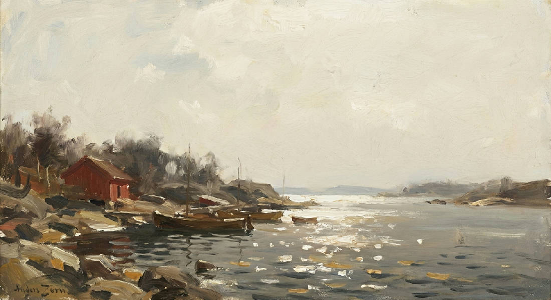 Klassisk Zorn-inspirerad Skärgårdstavla