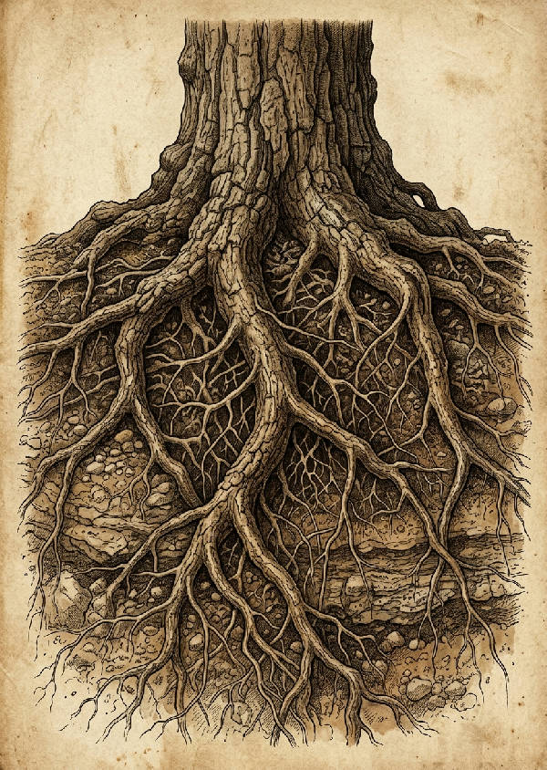 Vintage botanisk illustration av en söt ekorre i varma bruna nyanser mot en ljus bakgrund.