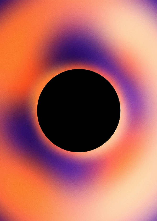 Minimalistisk abstrakt konst av en stiliserad solförmörkelse med en glödande, oskarp gloria