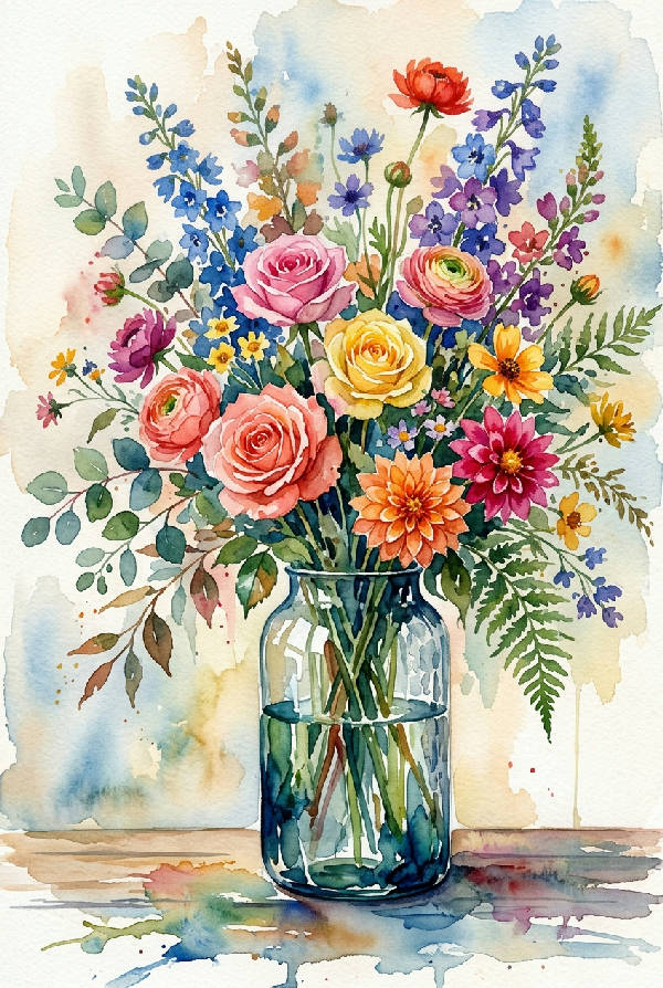 Moderna rosa blommor arrangerade i en elegant vas på en neutral bakgrund i porträttformat